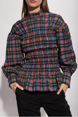 Lemon Icing Shiny Check Jacquard Top | GANNI US